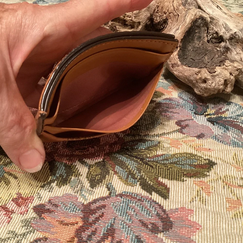 MCM Cognac Brown Logo Card Holder